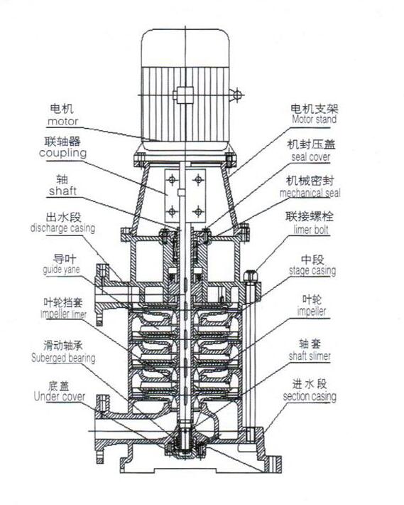 大東海泵業立式多級離心泵結構圖